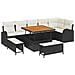 Set Divano da Giardino  9 Pezzi con Cuscini Nero Polyrattan Acacia, Divano da Giardino  2 Posti con Spazio di Archiviazione e Cuscini Nero Polyrattan, Set da Pranzo da Giardino  3 Pezzi con Cuscini Nero Polyrattan Acacia - Foto miniatura 1