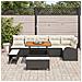 Set Divano da Giardino  9 Pezzi con Cuscini Nero Polyrattan Acacia, Divano da Giardino  2 Posti con Spazio di Archiviazione e Cuscini Nero Polyrattan, Set da Pranzo da Giardino  3 Pezzi con Cuscini Nero Polyrattan Acacia - Foto miniatura 3
