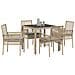 Set da Pranzo da Giardino 5 Pezzi con Cuscini Beige in Polyrattan - Foto miniatura 3
