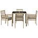 Set da Pranzo da Giardino 5 Pezzi con Cuscini Beige in Polyrattan - Foto miniatura 7
