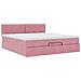 Struttura Letto Pouf con Materasso Rosa 160x200 cm in Velluto - Foto miniatura 5