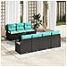 Set di divani con cuscino 8 pcs Nero e Turchese polyrattan - Foto miniatura 2