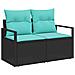 Set di divani con cuscino 8 pcs Nero e Turchese polyrattan - Foto miniatura 4