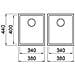 Lavello Quadra 200 Keratek Plus Sottotop 38x44 cm 2 vasche Colore Light Grey 97 - Foto miniatura 2