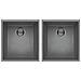 Lavello Quadra 200 Keratek Plus Sottotop 38x44 cm 2 vasche Colore Light Grey 97 - Foto miniatura 1