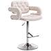 Sgabello Design Dublin In Tessuto - Sgabello Bar Girevole E Regolabile In Altezza 65-85 CM - Sgabello Alto Con Schienale E Braccioli Beige - Foto miniatura 1