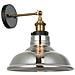 Lampada Da Parete Industriale E Retrò Nera, Oro 1 Luce Con Paralume Fumè, Dimmerabile E27 - Foto miniatura 1