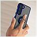 Cover Per Samsung Galaxy S23 Bimateria Anello Metallico Supporto Bordo Blu - Foto miniatura 2