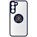 Cover Per Samsung Galaxy S23 Bimateria Anello Metallico Supporto Bordo Blu - Foto miniatura 1