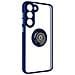 Cover Per Samsung Galaxy S23 Bimateria Anello Metallico Supporto Bordo Blu - Foto miniatura 5