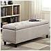 Cassapanca Pouf Contenitore Panca Sgabello Poggiapiedi Legno E Tessuto Beige - Foto miniatura 2