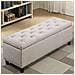 Cassapanca Pouf Contenitore Panca Sgabello Poggiapiedi Legno E Tessuto Beige - Foto miniatura 5