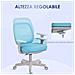 Sedia Da Ufficio Ergonomica E Reclinabile Ad Altezza Regolabile Con 5 Rotelle, 55x48x82.5-94.5 Cm, Azzurra - Foto miniatura 2