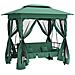 Gazebo con Panca a Dondolo Convertibile Verde Tessuto e Acciaio - Foto miniatura 1