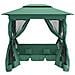 Gazebo con Panca a Dondolo Convertibile Verde Tessuto e Acciaio - Foto miniatura 3