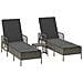 Set Lettini Prendisole Set di 3 Grigio e grigio scuro PE Rattan - Foto miniatura 1