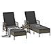 Set Lettini Prendisole Set di 3 Grigio e grigio scuro PE Rattan - Foto miniatura 3