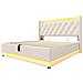 Letto Matrimoniale Bianco Con Led, Testiera Imbottita E Usb - Foto miniatura 3