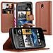 Custodia Compatibile Con Htc Desire 500 In Marrone Pastello - Coperchio Protettiva Con Chiusura Magnetica, Funzione Stand E Tasca Per Le Carte - Foto miniatura 1