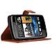 Custodia Compatibile Con Htc Desire 500 In Marrone Pastello - Coperchio Protettiva Con Chiusura Magnetica, Funzione Stand E Tasca Per Le Carte - Foto miniatura 3