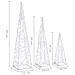 Set Coni Luce Led Decorativi Acrilici Blu 30/45/60cm - Foto miniatura 7
