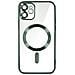 Cover Magsafe Per Iphone 11 Silicone Protezione Fotocamera Bordo Cromato Verde - Foto miniatura 1