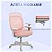 Sedia Da Ufficio Ergonomica E Reclinabile Ad Altezza Regolabile Con 5 Rotelle, 55x48x82.5-94.5 Cm, Rosa - Foto miniatura 3