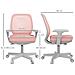 Sedia Da Ufficio Ergonomica E Reclinabile Ad Altezza Regolabile Con 5 Rotelle, 55x48x82.5-94.5 Cm, Rosa - Foto miniatura 6