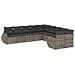 Set Divano Da Giardino 10 Pz Con Cuscini Grigio In Polyrattan - Foto miniatura 2
