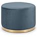 Pouf Charlotte Ii In Velluto Blu Celadon E Metallo Dorato - Foto miniatura 4