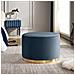 Pouf Charlotte Ii In Velluto Blu Celadon E Metallo Dorato - Foto miniatura 1