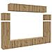 Set Mobile Tv 8 Pz Montato A Parete Rovere In Legno Multistrato - Foto miniatura 2