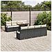 Set di divani da giardino 9 pezzi con cuscini polyrattan nero acacia, Divano da giardino per due persone con cuscini polyrattan nero - Foto miniatura 3