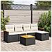 Set Divano da Giardino 6 pz con Cuscini Nero in Polyrattan - Foto miniatura 2