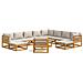 Set Salotto Giardino 12pz Cuscini Grigio Chiaro Legno Massello - Foto miniatura 1