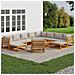 Set Salotto Giardino 12pz Cuscini Grigio Chiaro Legno Massello - Foto miniatura 2