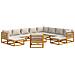 Set Salotto Giardino 12pz Cuscini Grigio Chiaro Legno Massello - Foto miniatura 3