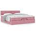 Struttura Letto Pouf con Materasso Rosa 160x200 cm in Velluto - Foto miniatura 4