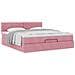 Struttura Letto Pouf con Materasso Rosa 160x200 cm in Velluto - Foto miniatura 5