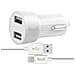 Caricatore Per Auto Usb-a Da 24 W Con Indicatore Led E Cavo Usb A Lightning 1,2 Milioni, Bianco - Foto miniatura 1