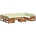 Set divani 10 pcs Naturale e Crema Legno di Acacia Massello - Foto miniatura 3