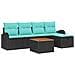Set Divano da Giardino con cuscino 6 pcs Nero Poly Rattan - Foto miniatura 1