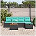 Set Divano da Giardino con cuscino 6 pcs Nero Poly Rattan - Foto miniatura 3