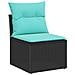 Set Divano da Giardino con cuscino 6 pcs Nero Poly Rattan - Foto miniatura 5