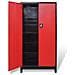 Armadio Portautensili 2 Ante Acciaio 90x40x180 Cm Nero E Rosso - Foto miniatura 2
