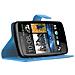 Custodia Compatibile Con Htc Desire 500 In Pastello Blu - Coperchio Protettiva Con Chiusura Magnetica, Funzione Stand E Tasca Per Le Carte - Foto miniatura 3