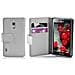 Custodia Compatibile Con Lg Optimus L7 Ii In Magnesio Bianco - Coperchio Protettivo In Ecopelle Testurizzata E Tasca Per Carte Di Credito - Foto miniatura 1