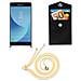 Catena Di Telefoni Cellulari Compatibile Con Samsung Galaxy J7 2018 In Crema Beige - Coperchio Protettivo In Silicone Con Anelli D'argento, Cinturino In Corda E Custodia Staccabile - Foto miniatura 7
