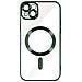 Cover Magsafe Per Iphone 13 Silicone Protezione Fotocamera Bordo Cromato Verde - Foto miniatura 1