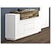 Credenza Milo, Madia Da Cucina A 3 Ante E 3 Cassetti, Buffet Da Soggiorno, 100% Made In Italy, Cm 160x45h86, Bianco Lucido E Acero - Foto miniatura 1